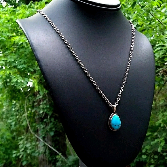 Signed Native American Turquoise Sterling PENDANT - VINTAGE - Picture 7 of 16